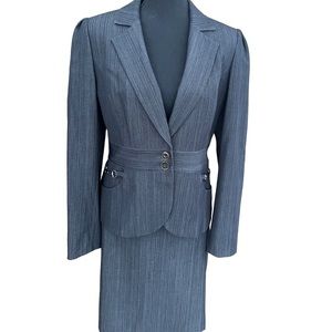 NINE West dark gray 2 piece striped skirt/ blazer suit size 8